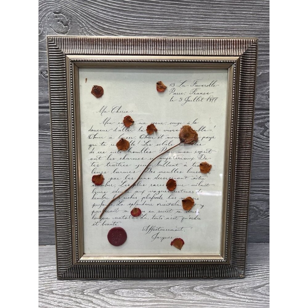 French Love Letter Reproduction Gold Framed Target Brand 11” X 13.5” Romance